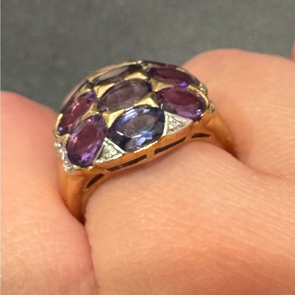 Vintage 10k gold Amethyst & Iolite ring - Picture 5 of 5
